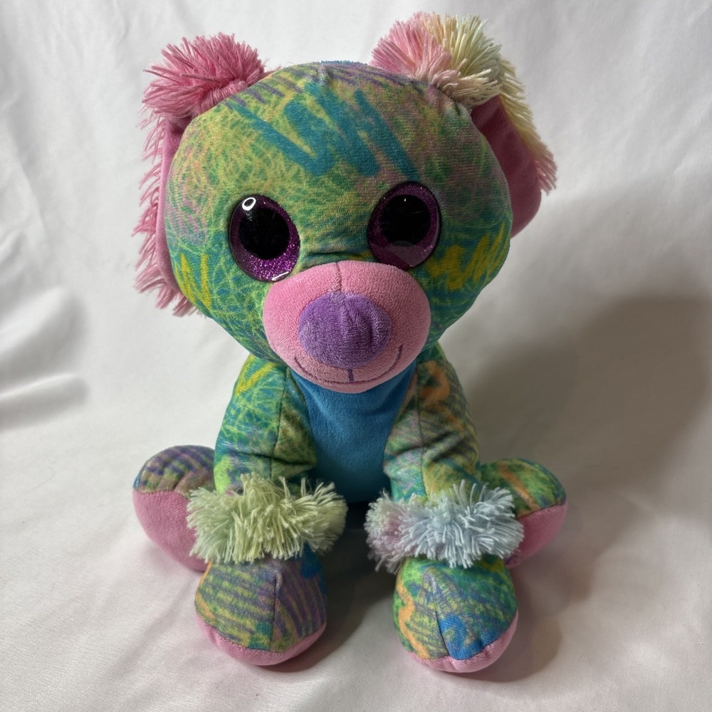 Crayola‎ Experience Rainbow Pup Plush Multicolor Dog Pink Green 11" 2022